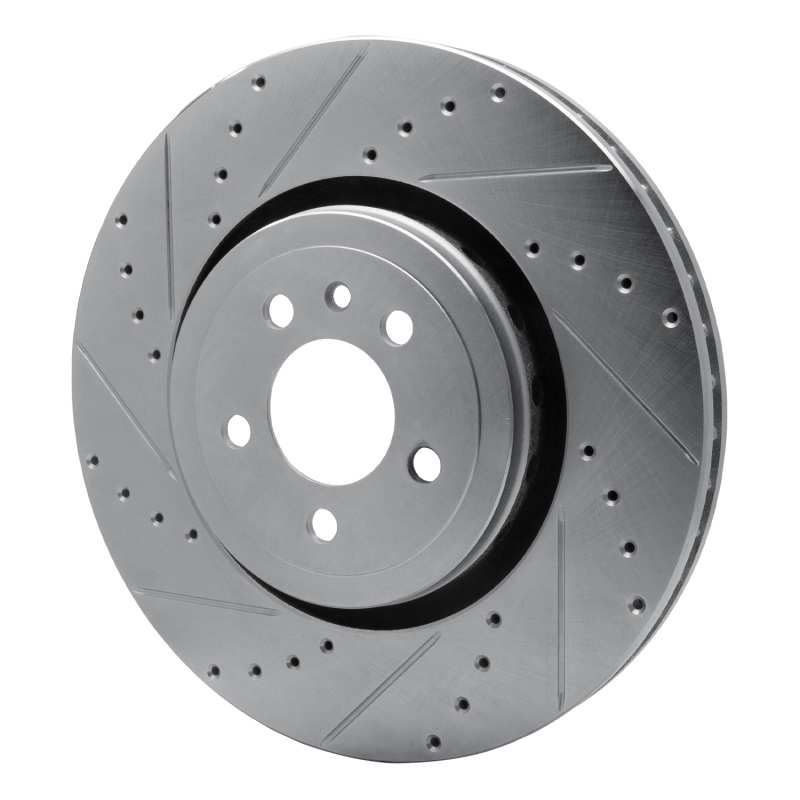 Dodge Charger Brake Rotor (1) - Front Left - R1 Concepts - Drilled & Slotted - Silver - `14-`23
